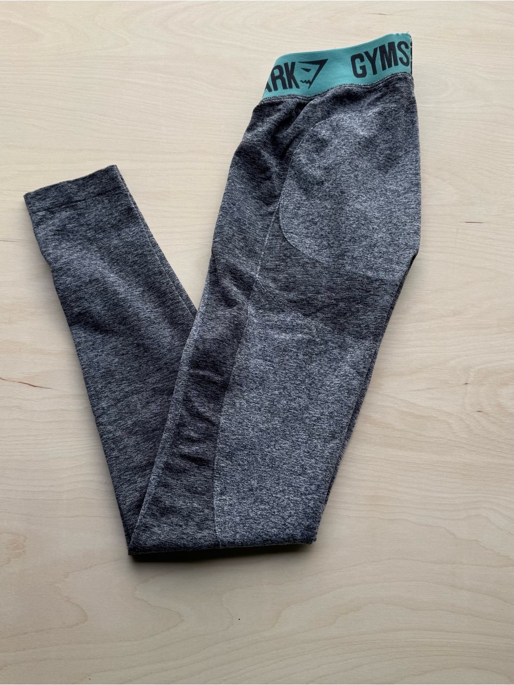Gymshark Flex Seamless Knit Gray Marl Teal Contoured Workout Leggings size S